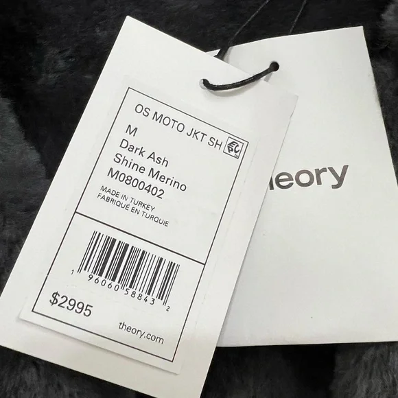 NEW Theory Oversized Shiny Shearling Moto Leather Jacket - Picture 6 of 6